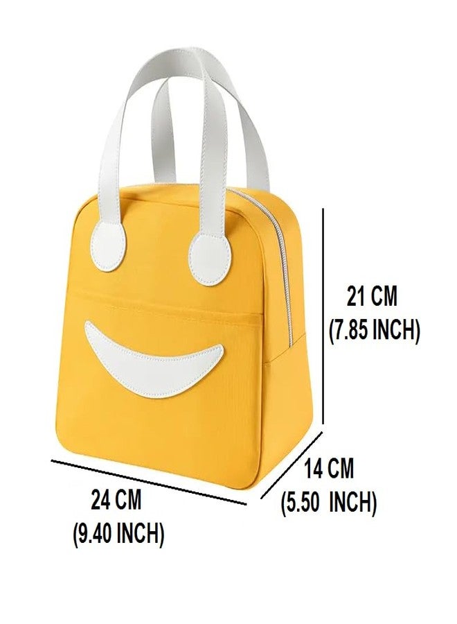 Nightstar Thermal Insulated Travel Lunch Bags Small for Women Work, Student Kids to School Leak-Proof Hot Cold Lunch Bag Reusable Tote Bag (1 Pc) (Smiley Bag Small-Yellow) - Image 5